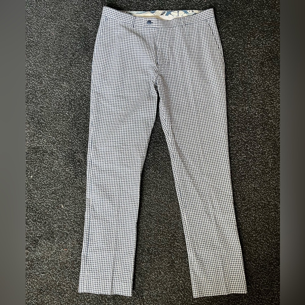 Seersucker Suit Pants, Navy/White Gingham